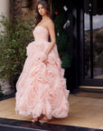 Strapless Corset Rosette Tea Length Wedding Dress NXJQ1037
