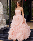 Strapless Corset Rosette Tea Length Wedding Dress NXJQ1037
