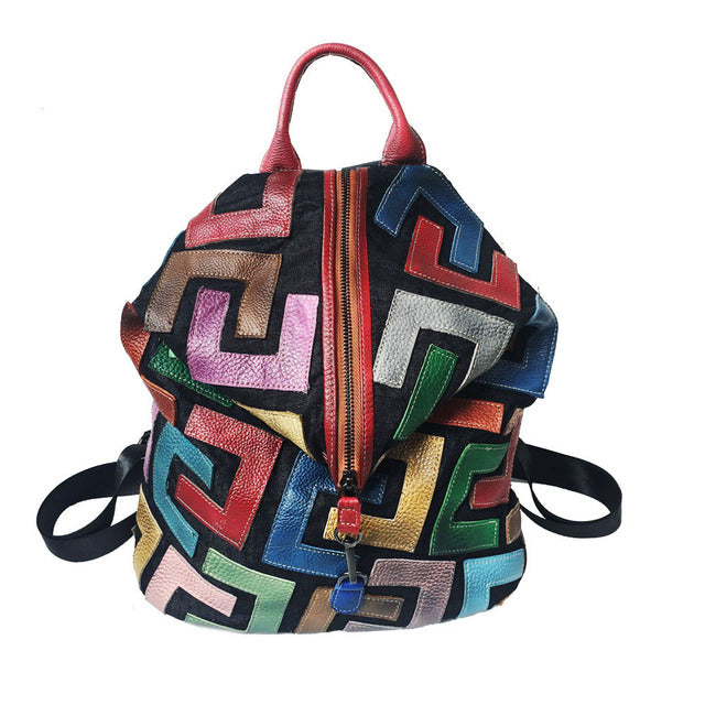 Genuine Leather Multi Color Backpack