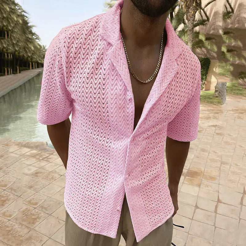 Men's Crochet Knit Shirt – Lightweight, Stylish & Breezy