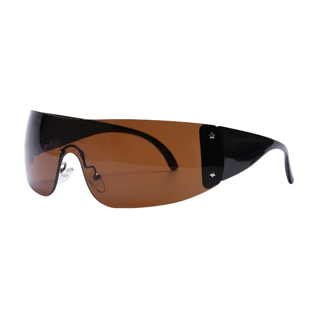 Futuristic Shields – Sleek Wraparound Sunglasses
