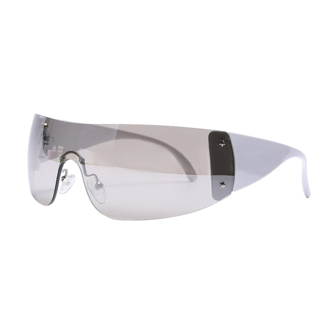 Futuristic Shields – Sleek Wraparound Sunglasses