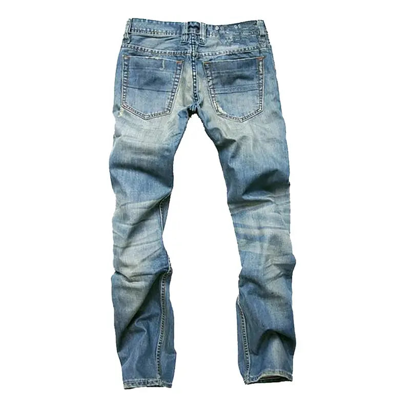 Men's Washed Straight Denim Jeans