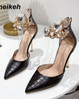 Women's Pumps - Featuring An Oversized  Rhinestone Chain