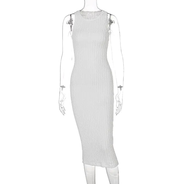 Elegant Summer Chic Long Knitted Tank Sweater Dress