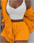 Fluffy Three Piece Shorts Set