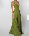 Womens Sexy Backless Pleated Wrap Dress