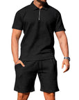 Men's Textured Polo Shirt and Shorts