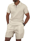 Men's Waffle Knit Short Sleeve and Shorts Set