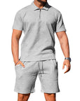 Men's Textured Polo Shirt and Shorts