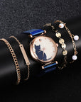 Stylish Cat-Themed Watch & Bracelet Set for Teen Girls – Cute Rose Gold Bracelets