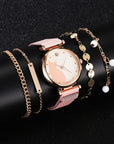 Stylish Cat-Themed Watch & Bracelet Set for Teen Girls – Cute Rose Gold Bracelets