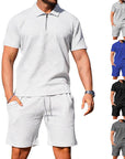 Men's Textured Polo Shirt and Shorts