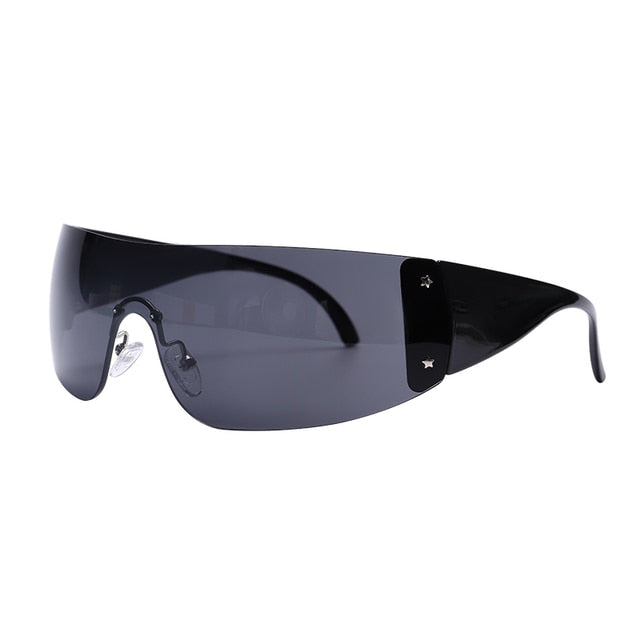 Futuristic Shields – Sleek Wraparound Sunglasses