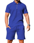Men's Textured Polo Shirt and Shorts