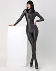 Metallic-Like Elastic One-Piece  Jumpsuit
