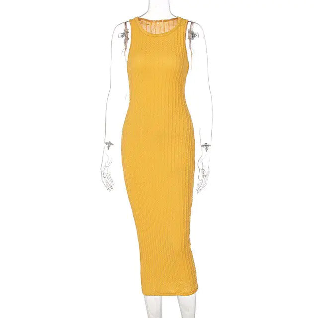 Elegant Summer Chic Long Knitted Tank Sweater Dress