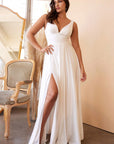 Classic Soft a-line dress Off-White Satin Bride Dress Fitted Bodice Wedding Ceremony Gown CD7469W Sale