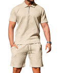 Men's Textured Polo Shirt and Shorts