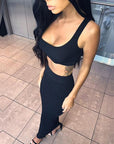 Neon Color Sexy Ribbed Dress Set