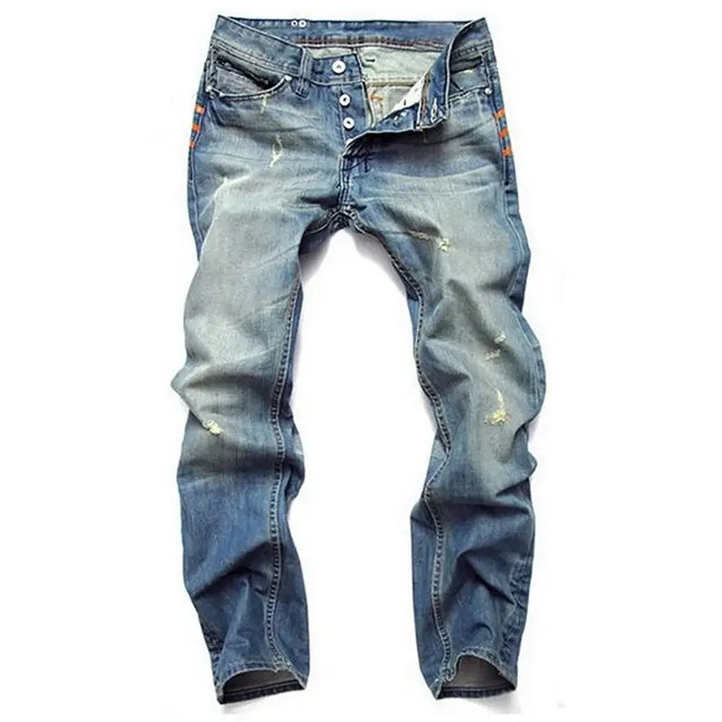 Men's Washed Straight Denim Jeans