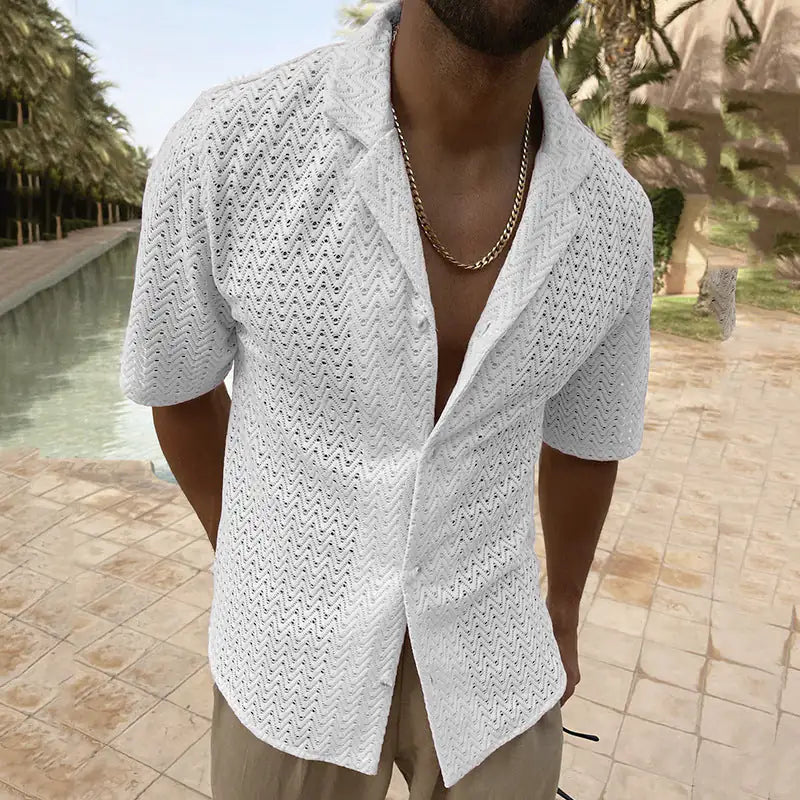 Men's Crochet Knit Shirt – Lightweight, Stylish & Breezy