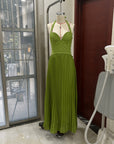 Womens Sexy Backless Pleated Wrap Dress
