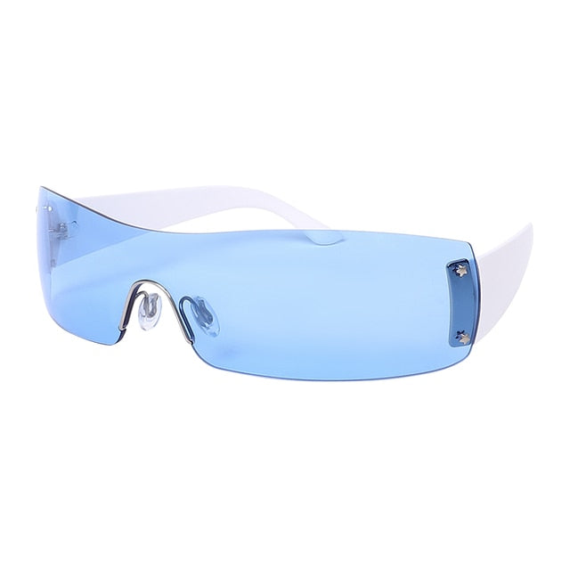 Futuristic Shields – Sleek Wraparound Sunglasses