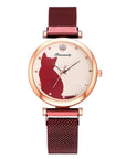 Stylish Cat-Themed Watch & Bracelet Set for Teen Girls – Cute Rose Gold Bracelets