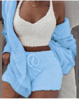 Fluffy Three Piece Shorts Set