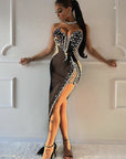 Beaded V-Neck Lace Evening Dress — alternate product view 6