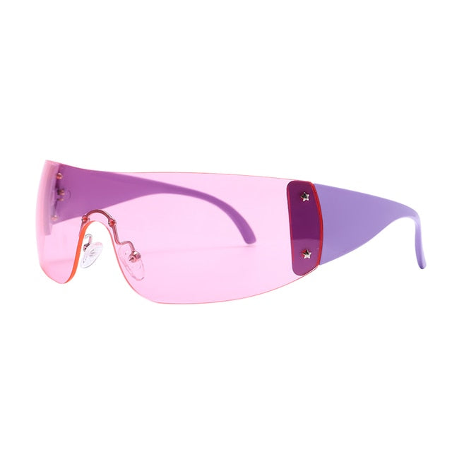 Futuristic Shields – Sleek Wraparound Sunglasses
