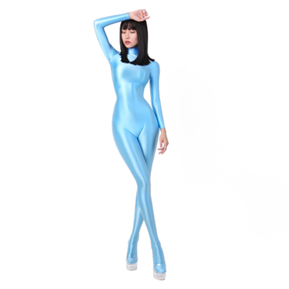 Metallic-Like Elastic One-Piece  Jumpsuit
