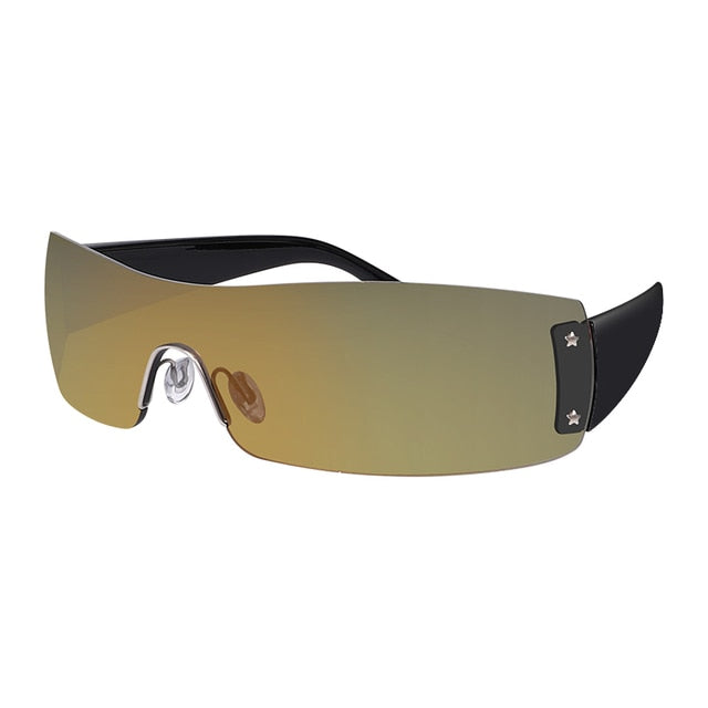 Futuristic Shields – Sleek Wraparound Sunglasses