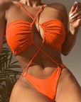 Sexy Cross Halter One Piece Swimsuit