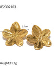 Matte Gold Flower Stud Earrings — alternate product view 3
