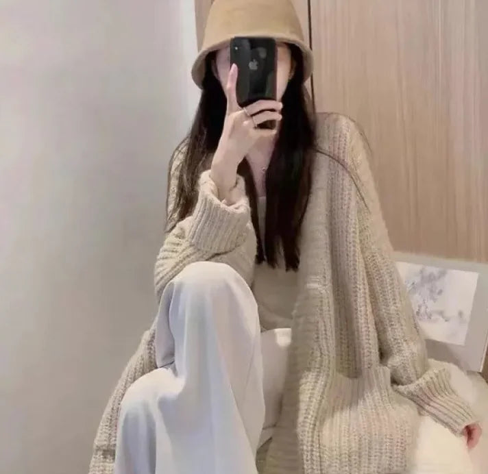 Chic Knee Length Over Coat Sweater