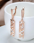 Rose Gold Hollow Round Statement Earrings — alternate product view 4