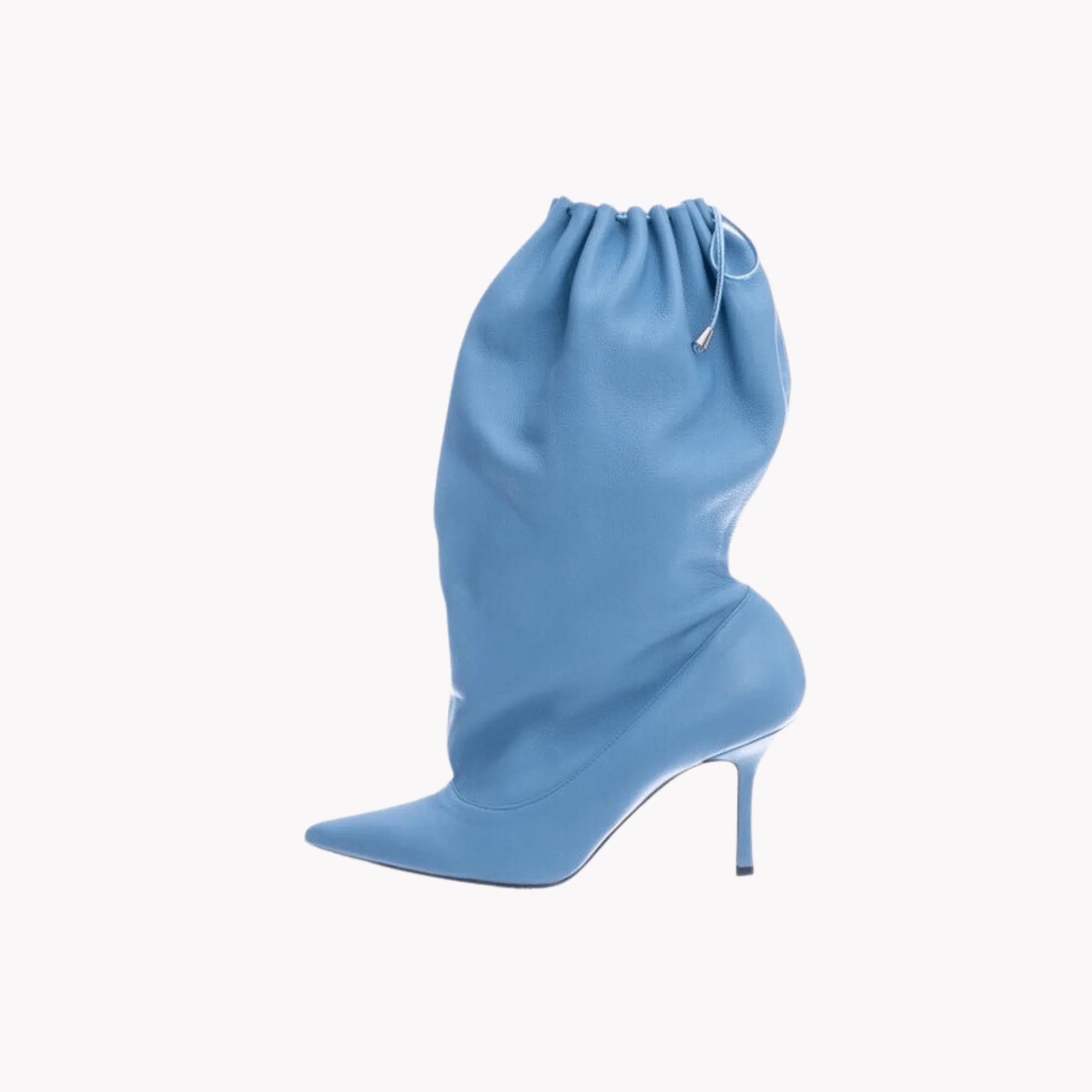 Runway Muse Drawstring Boot – Slouch Pointed-Toe Stiletto Heel