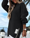 Oversized Zip-Side Pullover Sweatshirt