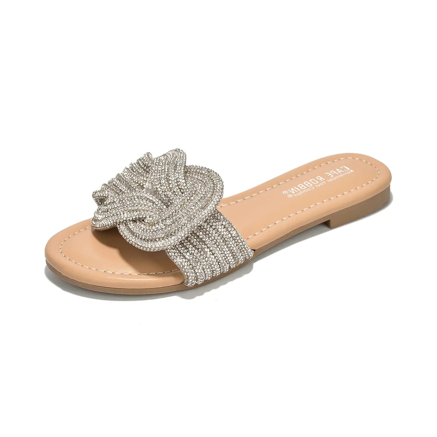 Nude Rhinestone Embellished Summer Slides- Size 6.5 Sandals
