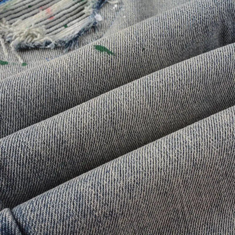 Men's Stone Washed Painted Jeans