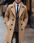 Classic Elegance – Men’s Long Double Breasted Woolen Coat
