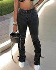 Women's Street Fashion Hem Slit Jeans
