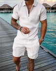 Men's Textured Two-Piece Short Set – Stylish, Breathable & Trendy