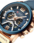 Military Leather Chronograph Wristwatch