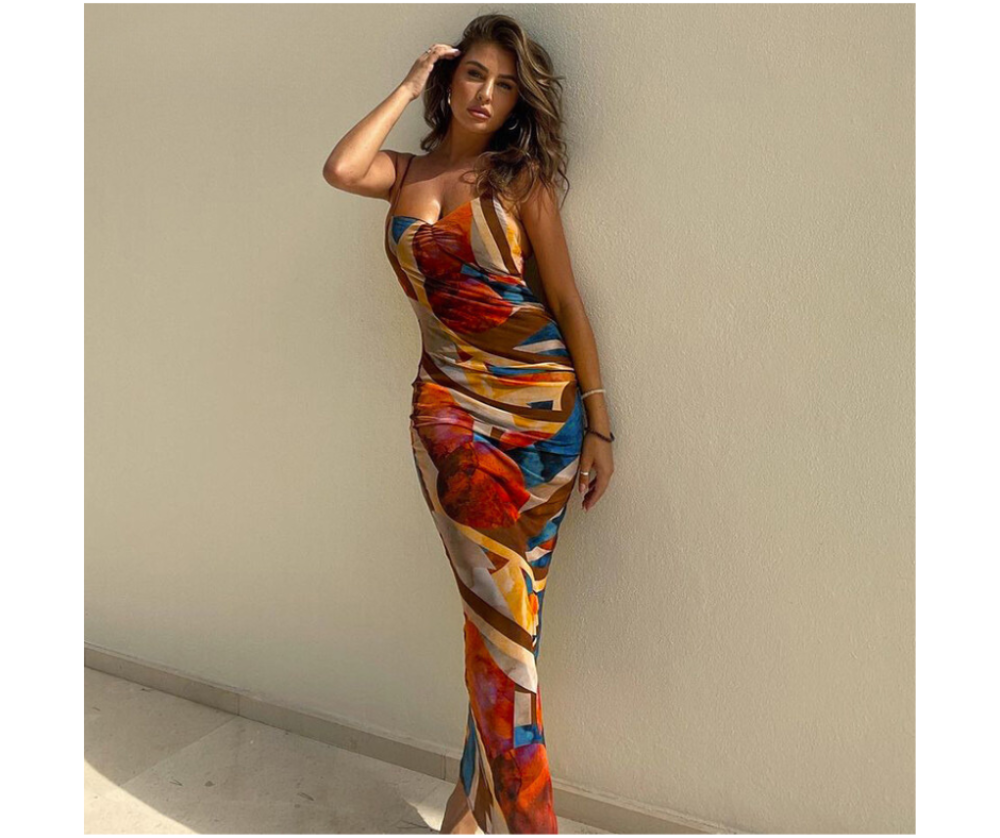 Spaghetti Strap Multi Color Bodycon Dress