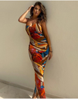 Spaghetti Strap Multi Color Bodycon Dress