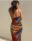 Spaghetti Strap Multi Color Bodycon Dress