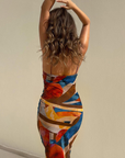 Spaghetti Strap Multi Color Bodycon Dress